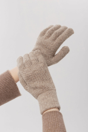 Перчатки взрослые 100% шерсть КАШЕМИР ХАУС (ХК) (1, коричневый*букле )