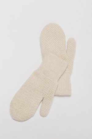 Варежки взрослые 100% шерсть КАШЕМИР ХАУС (ХК) (1, белый*букле)