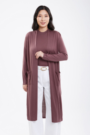 Кардиган длин жен шелк+каш 102-0221-172 Хан Богд (F, 3147 Пыльно-сливовый)