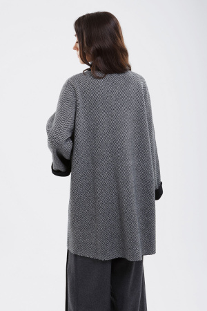 Кардиган-пальто жен 32148 каш мунх (L-48, 81/01 черн*бел)