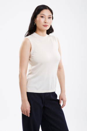 Топ (майка) шелк+каш 103-0221-006 Хан Богд (L-48, 409 молочный)