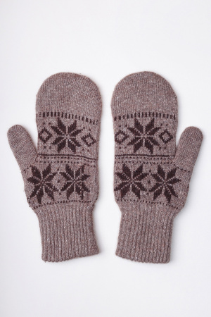 Варежки взрослые 70% шерсть Бат Сежу (2 , темно-коричневый*рис)