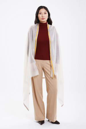 Палантин 221-0125-007 Хан Богд (190*100, молочн*полоска горч*полоска кор)