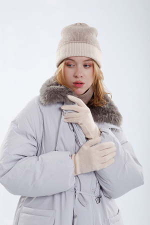 Шапка 04313 шерсть+кашем Munkh (F, 455*392 кремово-бежевый/бежево-коричневый)