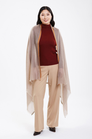 Палантин 221-0125-007 Хан Богд (190*100, кор*полоска охра*полоска зел)