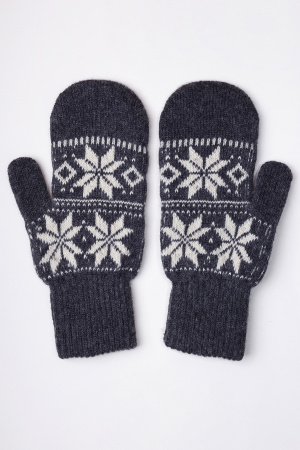 Варежки взрослые 70% шерсть Бат Сежу (2 , графитовый*рис)