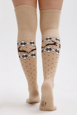 Чулки 70% шерсть с рисунком ТОД (F, бежевый/рис)