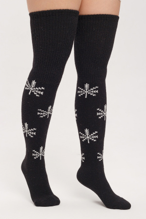 Чулки 70% шерсть с рисунком ТОД (F, черный*рисун)