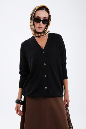 Кардиган жен 08257 шелк+каш Мунх  (M-46, 415 черн)