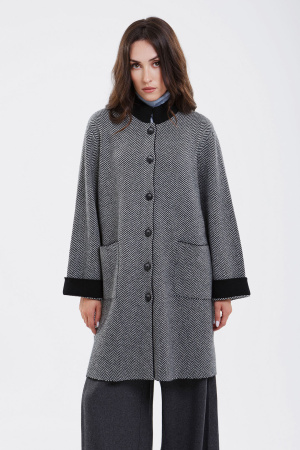Кардиган-пальто жен 32148 каш мунх (L-48, 81/01 черн*бел)