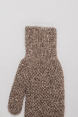 Варежки взрослые 100% шерсть КАШЕМИР ХАУС (KHAN CASHMERE) (1, коричневый*букле )