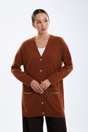 Кардиган длинный жен 08424 каш Munkh (XL-50, 808 кирпичный)