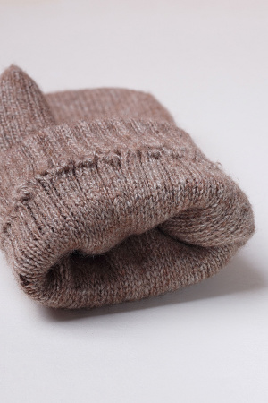 Варежки взрослые 70% шерсть Бат Сежу (1, коричневый*рис)