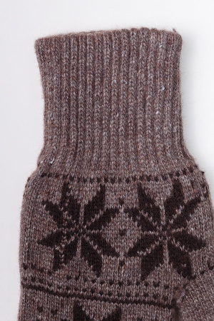 Варежки взрослые 70% шерсть Бат Сежу (2 , темно-коричневый*рис)