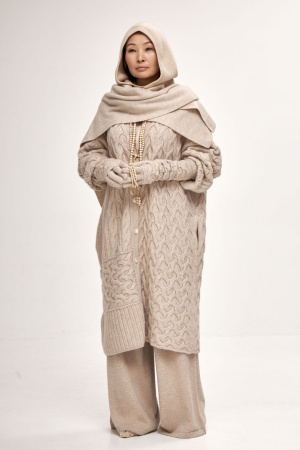 Кардиган-пальто жен 32144 каш (обр Абз) мунх (L, 1000 бежево-кор)