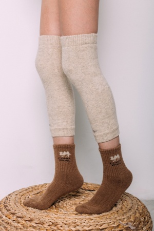 Наколенники длинные 100% шерсть ТОД (F, бежевый )