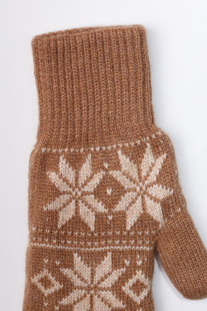 Варежки взрослые 70% шерсть Бат Сежу (1, рыжий*рис)