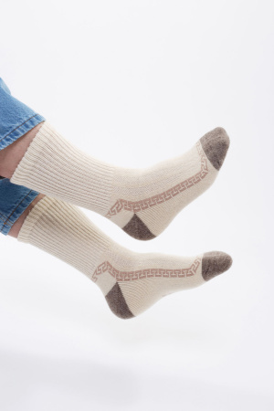 Носки 100% шерсть КАШЕМИР ХАУС (KHAN CASHMERE) (34-36, бел*кор орнамент)