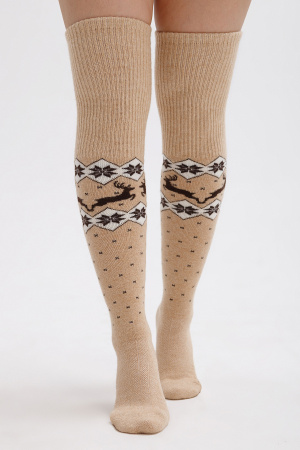 Чулки 70% шерсть с рисунком ТОД (F, бежевый/рис)