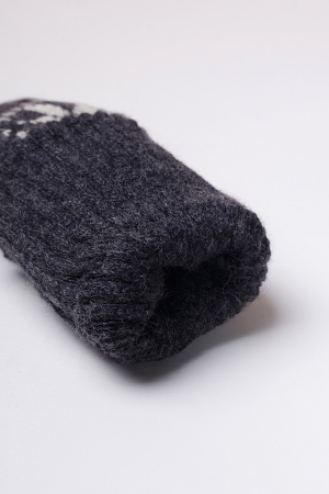 Варежки взрослые 70% шерсть Бат Сежу (2 , графитовый*рис)