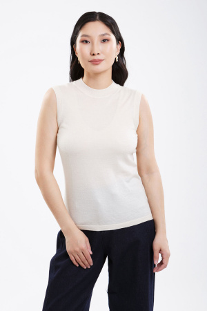 Топ (майка) шелк+каш 103-0221-006 Хан Богд (L-48, 409 молочный)