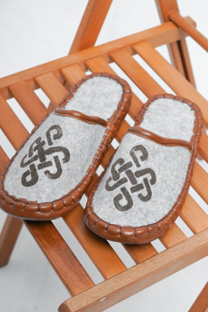 Тапочки войлочные без пятки подошва замша Naigalmaa (35, серый)