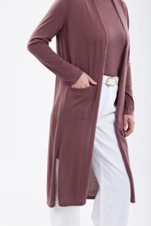 Кардиган длин жен шелк+каш 102-0221-172 Хан Богд (F, 3147 Пыльно-сливовый)