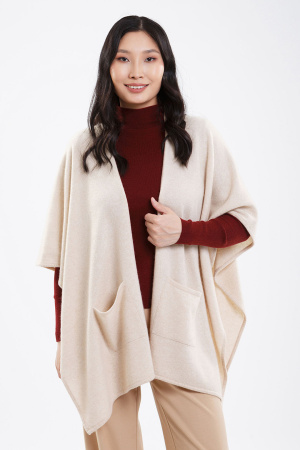 Пончо каш IA 20-213L БлюСкай (OS oversize, 200 бежев )