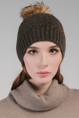 Шапка косички (с помпоном) ТОД (F, шоколадный)