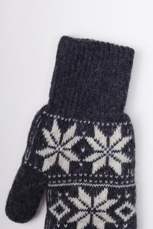 Варежки взрослые 70% шерсть Бат Сежу (2 , графитовый*рис)