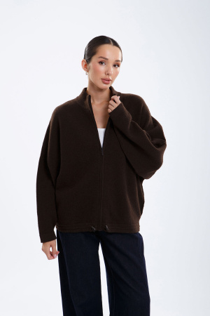 Кардиган жен с высок ворот на молн 4223а yawo Бодиос (52-54 (2XL-3XL), 8 шоколад)