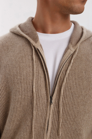 Кардиган муж KМ120657 с капюш на молнии Гоби (M-46, 1000/57 беж-сер/кор)