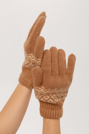 Перчатки взрослые 70% шерсть ТОД (1, рыжий/рис)