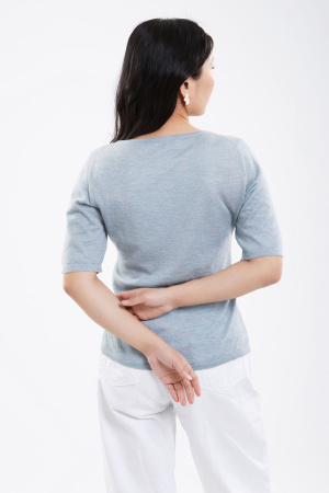 Джемпер жен корот рук шелк+каш 104-0225-033 Хан Богд (S-44, 7227 бирюз/гол)