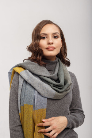 Палантин шерсть WDL61125 БлюСкай (КХ) (200*70, 05 зел*сер*желт)