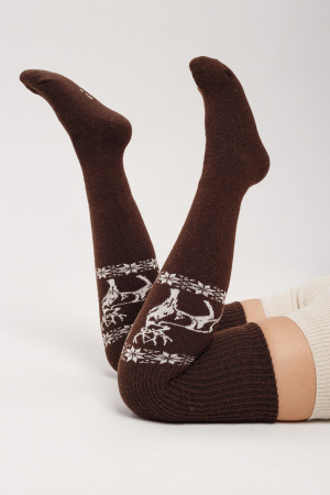 Чулки 70% шерсть с рисунком ТОД (F, шоколад/рис)