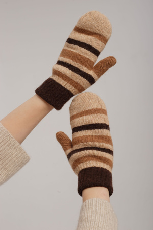Варежки взрослые 70% шерсть ТОД (1, шоколад*рис)