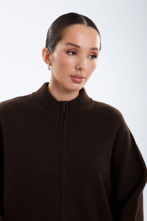 Кардиган жен с высок ворот на молн 4223а yawo Бодиос (52-54 (2XL-3XL), 8 шоколад)
