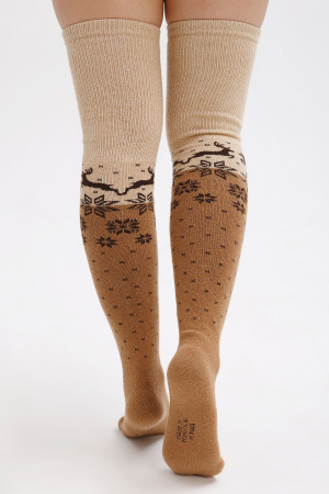 Чулки 70% шерсть с рисунком ТОД (F, рыжий/рис)
