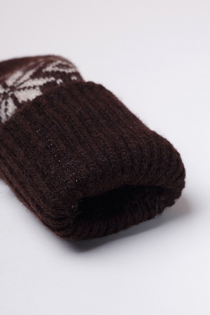 Варежки взрослые 70% шерсть Бат Сежу (2 , шоколадный*рис)