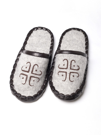 Тапочки войлочные без пятки подошва замша Naigalmaa (35, серый)