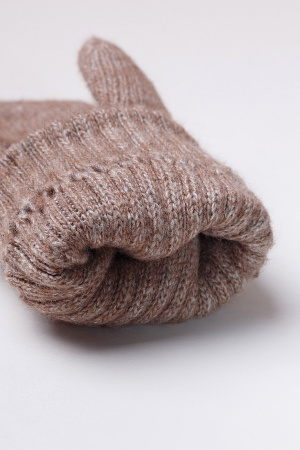 Варежки взрослые 70% шерсть Бат Сежу (1, коричневый*рис)