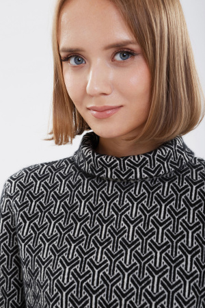 Джемпер жен 01295 с высок ворот на молнии мунх (M-46, 01/81 бел*черн)