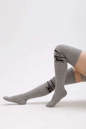 Чулки 70% шерсть с рисунком ТОД (F, серый/рис)