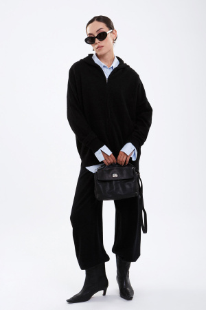 Кардиган жен 08344 с капюш як мунх (XL-50, 81 черный)