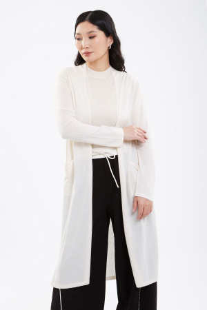 Кардиган длин жен шелк+каш 102-0221-172 Хан Богд (F, 1509 белый)