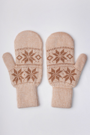 Варежки взрослые 70% шерсть Бат Сежу (2, бежевый*рис)