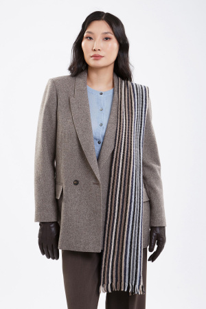 Шарф каш ХA19004z БлюСкай (180*20, 1, multicolor (полоска*черн*кор*беж*голуб*син))