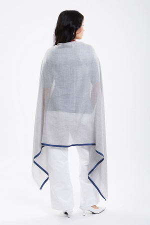 Палантин 221-0125-007 Хан Богд (190*100, сер*полоска борд*полоска син)