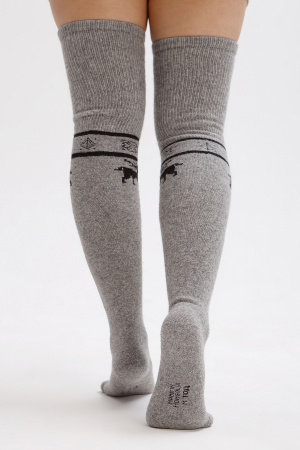Чулки 70% шерсть с рисунком ТОД (F, серый/рис)